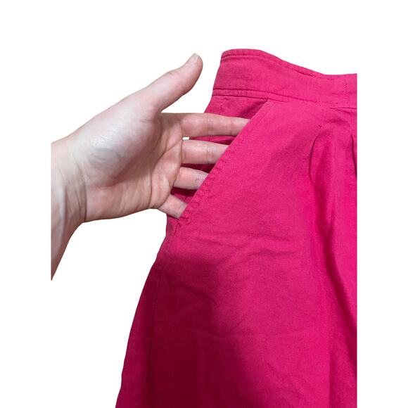 JASON WU Womens 12 Pleated Pink Fuchsia Linen Blend Lightweight High Rise Shorts - Picture 2 of 5